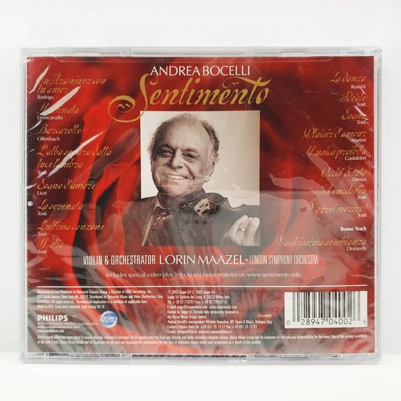 Andrea Bocelli Sentimento CD Enhanced Limited Edition Symphony 2002 Sealed - Picture 3 of 9
